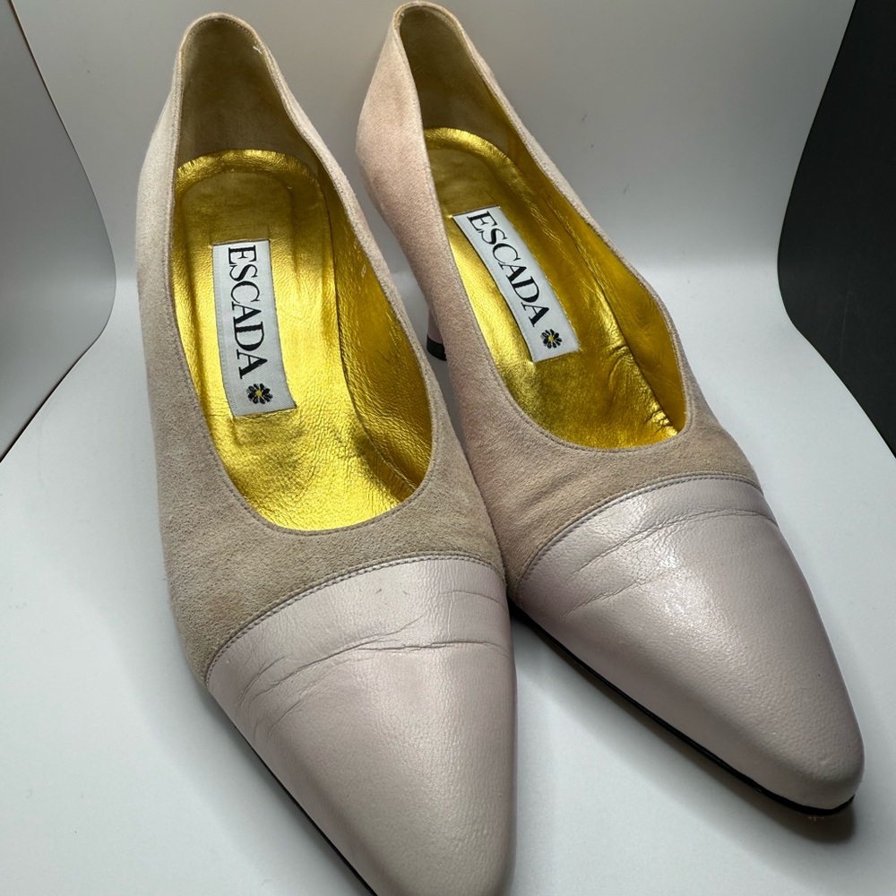 Escada Women's Pink Suede and Leather Heels